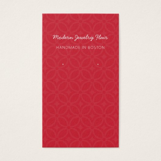 Modern Pattern Red Earring Display Card Visitekaartje (Voorkant)