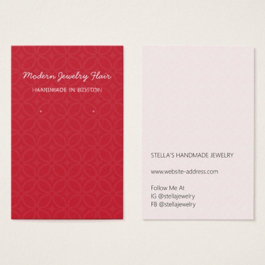 Modern Pattern Red Earring Display Card Visitekaartje (Voorkant /achterkant)