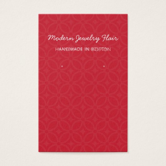 Modern Pattern Red Earring Display Card Visitekaartje (Voorkant)