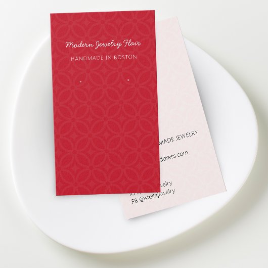 Modern Pattern Red Earring Display Card Visitekaartje