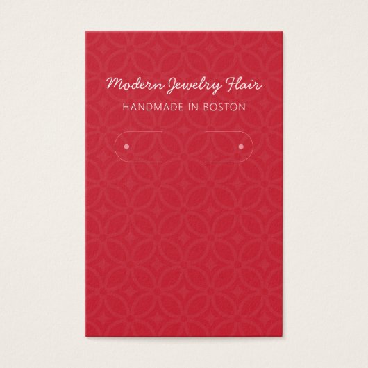 Modern Pattern Red Hoop Earring Display Card Visitekaartje (Voorkant)