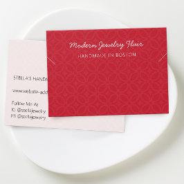 Modern Pattern Red Necklace Bracelet Display Card Visitekaartje