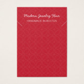 Modern Pattern Red Necklace Bracelet Display Card Visitekaartje (Voorkant)