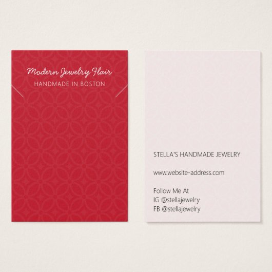 Modern Pattern Red Necklace Display Card Visitekaartje (Voorkant /achterkant)