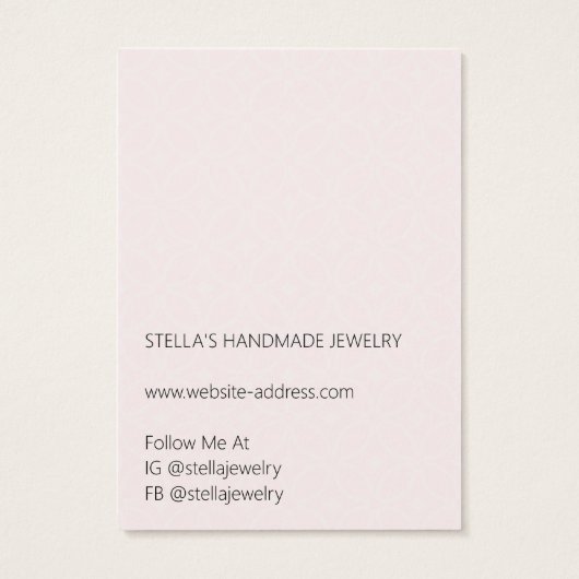 Modern Pattern Red Necklace Display Card Visitekaartje (Achterkant)