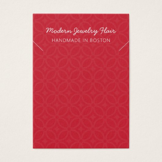 Modern Pattern Red Necklace Display Card Visitekaartje (Voorkant)