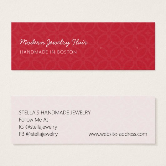 Modern Pattern Red Stud Earring Display Card Mini Visitekaartjes (Voorkant /achterkant)