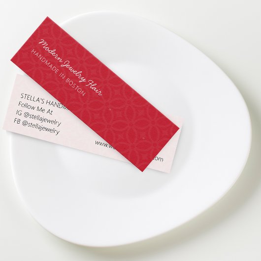 Modern Pattern Red Stud Earring Display Card Mini Visitekaartjes