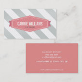 MODERN PATTERN striped koraal retro logo grey Visitekaartje (Voorkant / Achterkant)