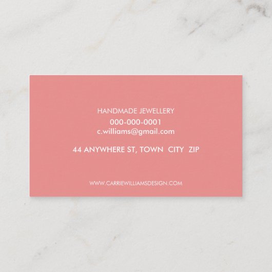 MODERN PATTERN striped koraal retro logo mint Visitekaartje (Achterkant)