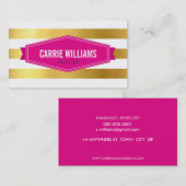 MODERN PATTERN striped roze badge logo gouden foli Visitekaartje (Voorkant / Achterkant)