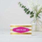MODERN PATTERN striped roze badge logo gouden foli Visitekaartje (Staand voorkant)