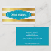 MODERN PATTERN Striped turquoise logo gouden folie Visitekaartje (Voorkant / Achterkant)