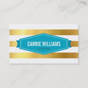 MODERN PATTERN Striped turquoise logo gouden folie Visitekaartje