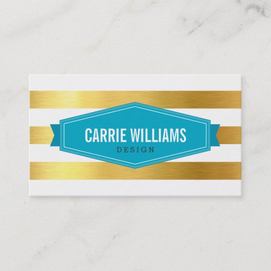 MODERN PATTERN Striped turquoise logo gouden folie Visitekaartje (Voorkant)