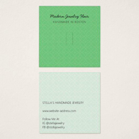 Modern Pattern Vivid Green Ring Display Card Vierkante Visitekaartjes (Voorkant /achterkant)
