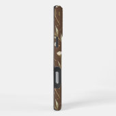 Modern Pattern Wildflowers Brown Background iPhone Hoesje (Rechterkant)