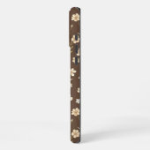 Modern Pattern Wildflowers Brown Background iPhone Hoesje (Linkerkant)