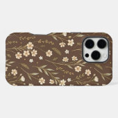 Modern Pattern Wildflowers Brown Background iPhone Hoesje (Achterkant horizontaal)