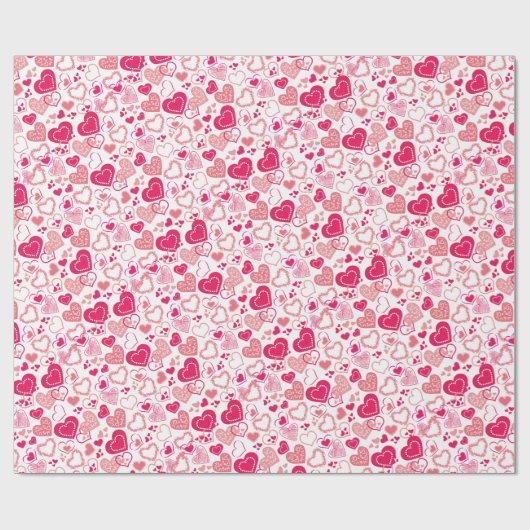 Modern Patterned Love Hearts Valentijnsdag Cadeaupapier (Vlak)