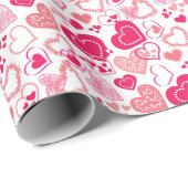 Modern Patterned Love Hearts Valentijnsdag Cadeaupapier (Rol Hoek)
