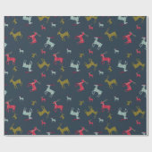 Modern Patterned Reindeer Kerstmis en Vakantie Cadeaupapier (Vlak)