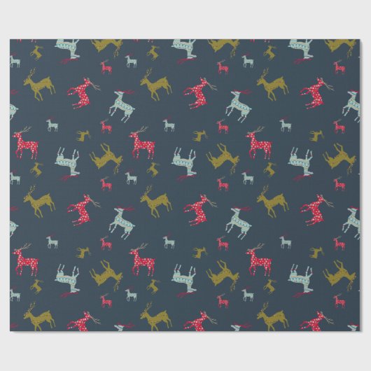 Modern Patterned Reindeer Kerstmis en Vakantie Cadeaupapier (Vlak)