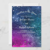 Modern Pauw Blauw Zilver Waterverf bruiloft Kaart (Voorkant)