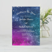 Modern Pauw Blauw Zilver Waterverf bruiloft Kaart (Staand voorkant)