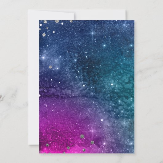 Modern Pauw Blauw Zilver Waterverf bruiloft Kaart (Achterkant)