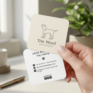 Modern Paw Print Dog Walker & Pet Sitter Business  Vierkante Visitekaartje