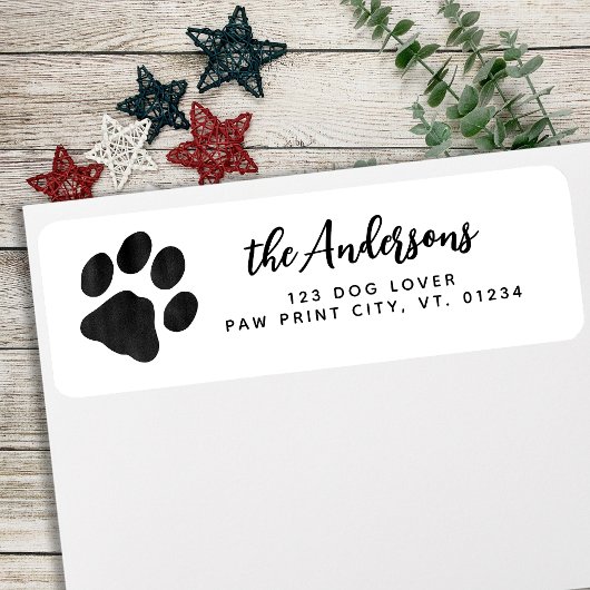 Modern Paw Print Personalized Return Address Etiket