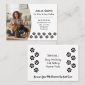 Modern Paw Print Photo Pet Sitter & Dog Walker  Visitekaartje (Voorkant / Achterkant)