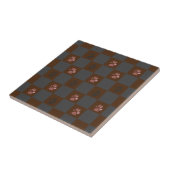 Modern Paw Prints Checkerboard Bourgogne Grijs | Tegeltje (Zijkant)