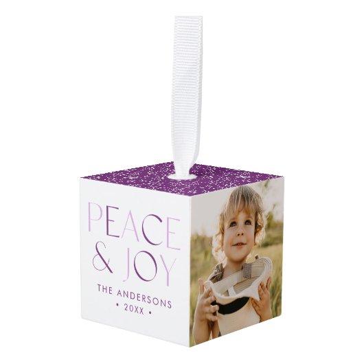 Modern Peace and Joy Paarse 3 Foto Decoratie (Voorkant hoekig)