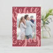 Modern Peace and Joy Stylish Kerstred Foto Feestdagenkaart (Staand voorkant)