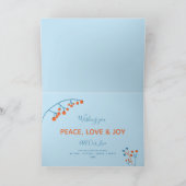 Modern 'PEACE' bericht oranje blauwe bessen Feestdagen Kaart (Binnen)