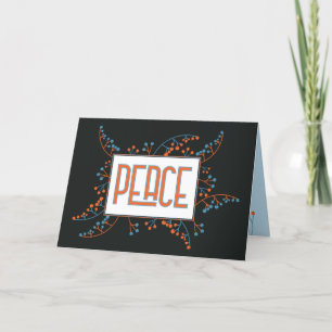 Modern 'PEACE' bericht oranje blauwe bessen Feestdagen Kaart