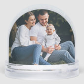 Modern Peace & Joy Floral Photo Snow Globe Sneeuwbol (Achterkant)