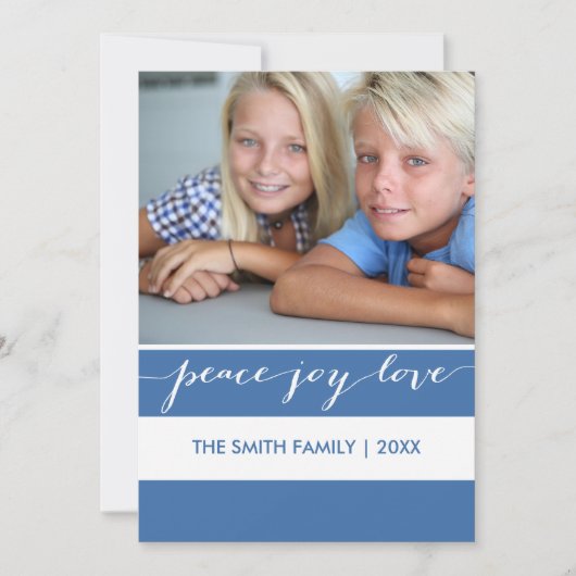 Modern Peace Joy Love Stripes | Fotovakantiekaart Feestdagenkaart (Voorkant)