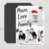 Modern Peace Love and Family Holiday Photo Card Kaart (Voorkant / Achterkant)
