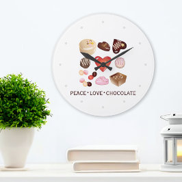 Modern Peace Love Chocolate Candy Custom Grote Klok