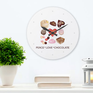 Modern Peace Love Chocolate Candy Custom Grote Klok