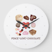 Modern Peace Love Chocolate Candy Custom Grote Klok (Voorkant)
