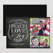 Modern Peace Love Joy Chalkboard Feestdagenkaart (Voorkant / Achterkant)