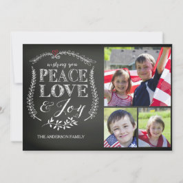 Modern Peace Love Joy Chalkboard Feestdagenkaart