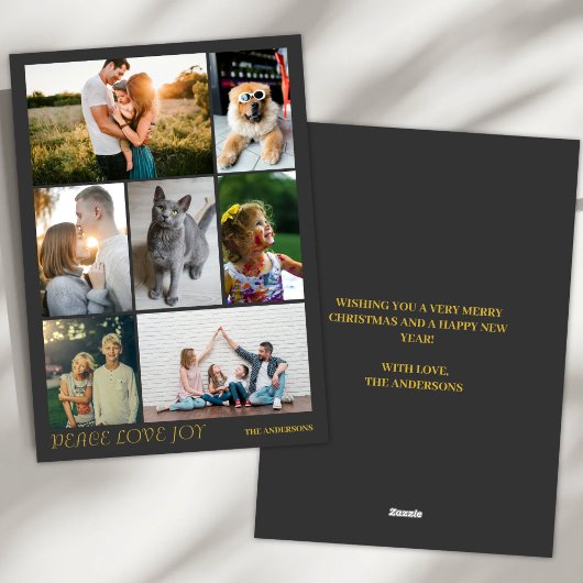 Modern Peace Love Joy Meerdere foto's Kerstmis Feestdagenkaart