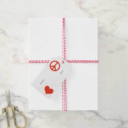 Modern Peace Love Kerstvakantie Cadeaulabel (Met Touw)