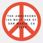 Modern Peace Love Kerstvakantie Retouradres Ronde Sticker (Voorkant)