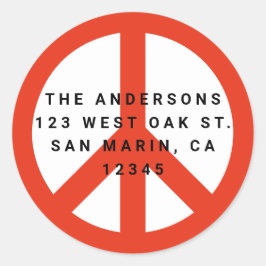 Modern Peace Love Kerstvakantie Retouradres Ronde Sticker